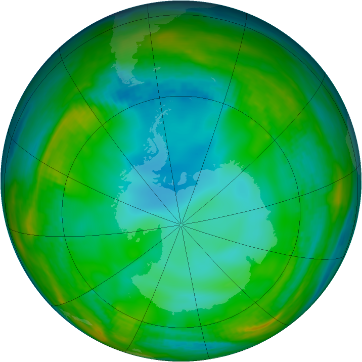 Antarctic ozone map for 22 June 1982